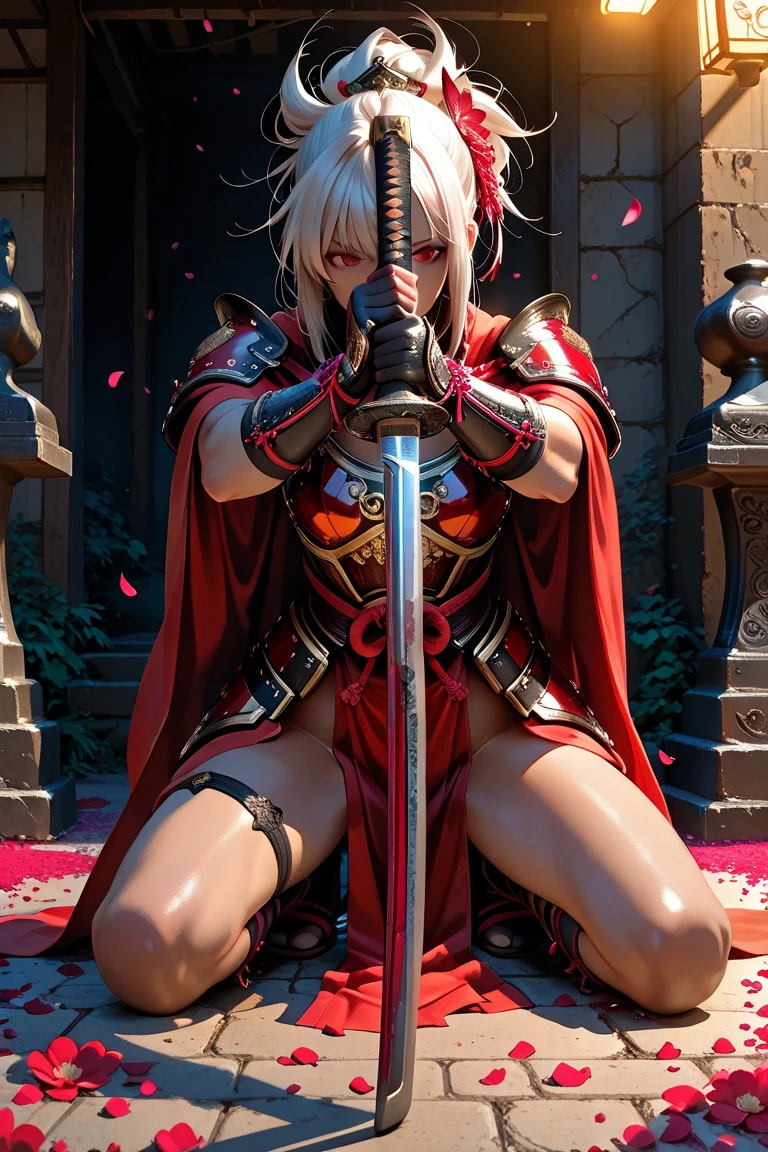 Anime girl with sword and blood on her chest, White and red armor, shalltear bloodfallen, Best anime 4k konachan wallpaper, Badass anime 8 K, Yandere, gapmoe Yandere, Armor Girl, Yandere , a very beautiful berserker woman, clean and meticulous anime art