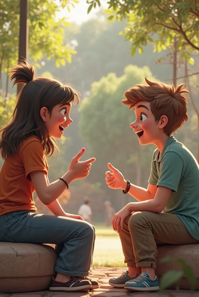 A girl helping a poor and stupid boy