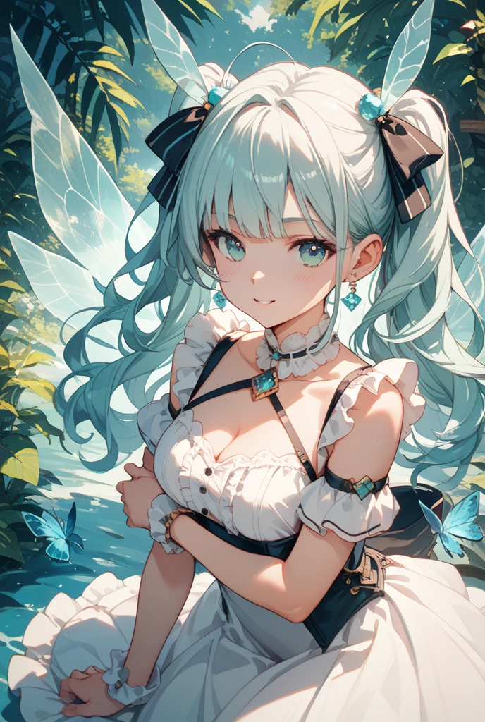 (8k, Highest quality)、Ultra-high resolution、Adorable、Highest quality, beautiful, Absurd beauty、masterpiece、Best image quality、A fluffy white fairy who lives in the forest