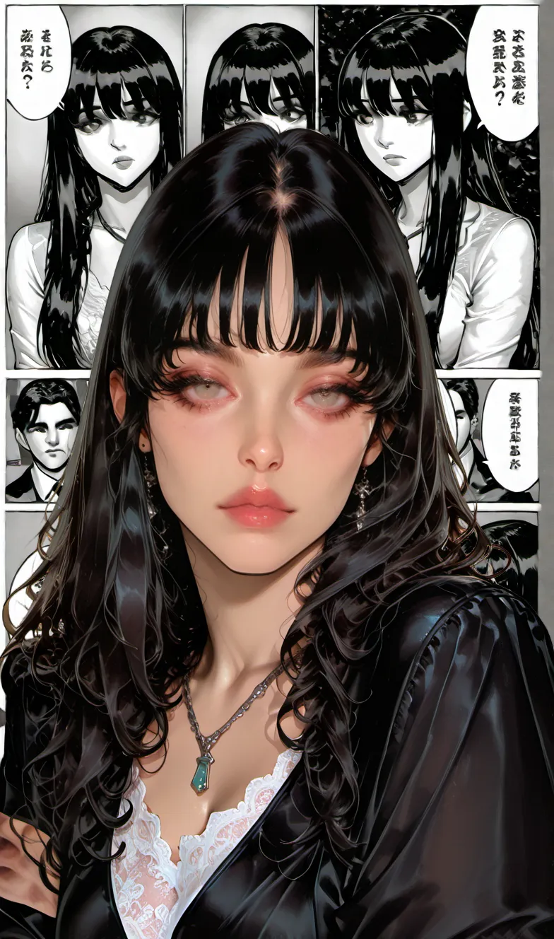 ((masterpiece)), ((Highest quality)), (detailed), (), Slanted Eyes, Medium Wavy Hair, Her hair color is pink., photograph, (beautiful detailed face), (detailed eyes), (Embarrassing,blush:1.2), (shirt dress), (((Magazine Cover))),Rita_Umbral Rose、tattoo、tattoo