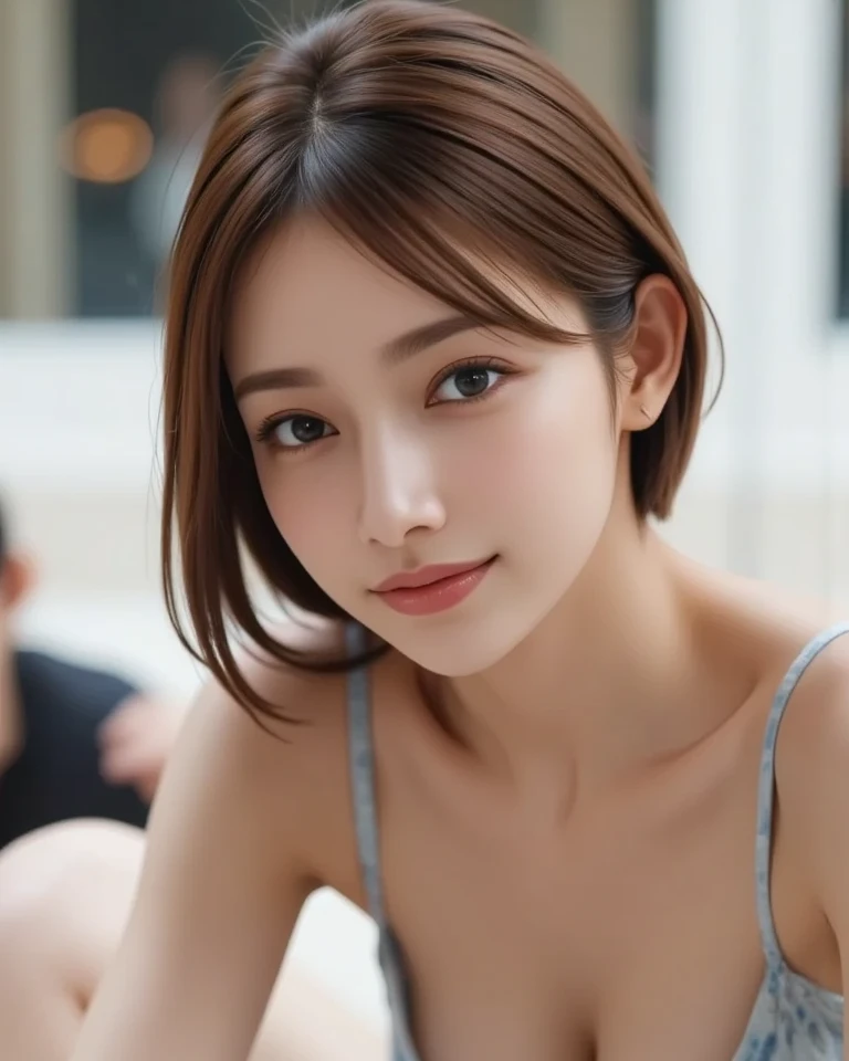 1girl, Extremely cute, amazing face and eyes, (extremely detailed beautiful face), (Ultra realistic), (highly detailed eyes, highly detailed hair, highly detailed face, highly detailed plump lips), naked, (off shoulder), breasts, upper body, caute smile, (best quality:1.4), Raw photo, (realistic, photo-realistic:1.37), professional photography, cinematic light,