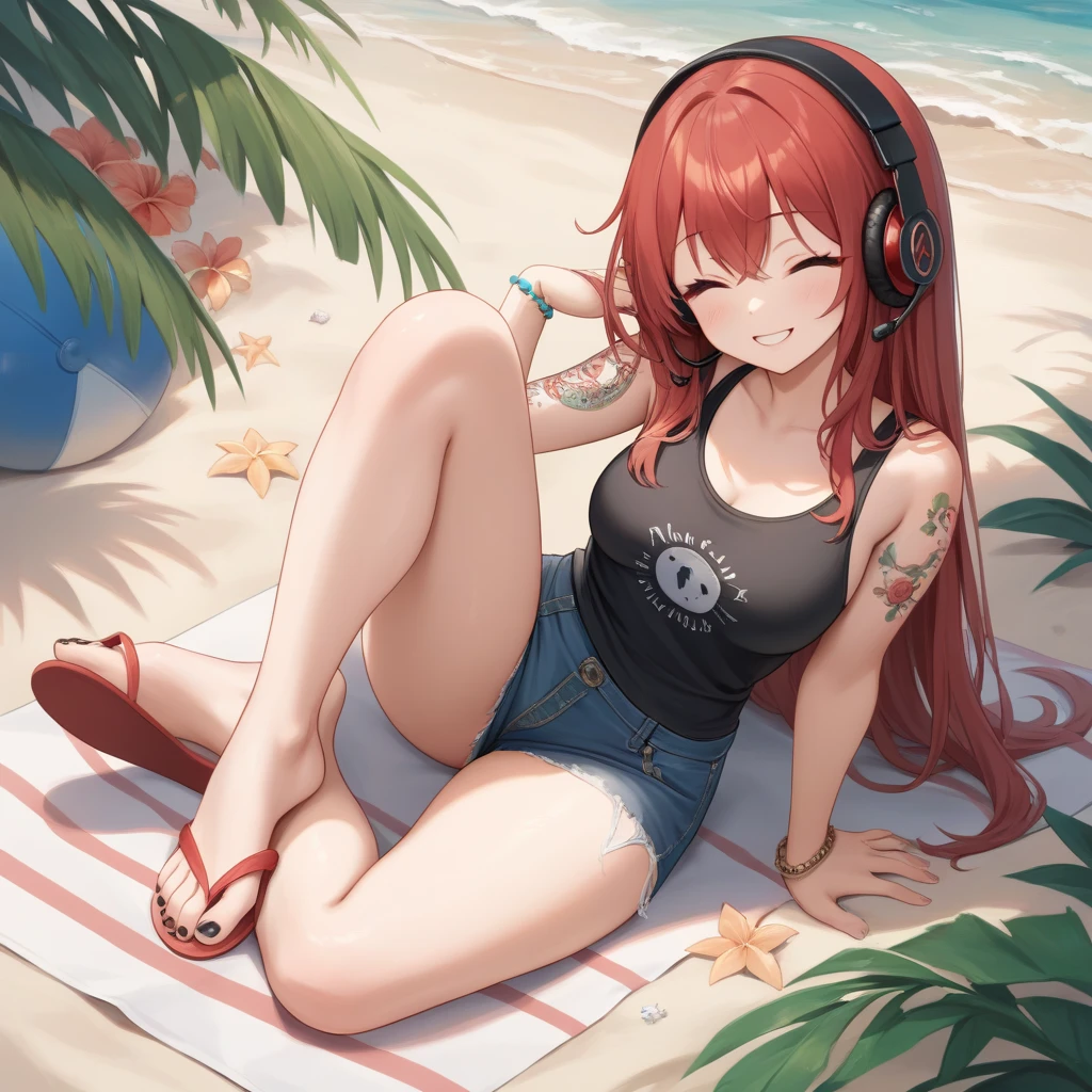 anime girl laying on the beach listen to music, palm trees and a, rhads and lois van baarle, lois van baarle and rossdraws, artgerm and lois van baarle, beautiful digital artwork, beaching, extremely detailed artgerm, deviantart artstation cgscosiety, anime background art, amazing wallpaper, background art, hd wallpaper, relaxing concept art, beautiful wallpaper, high quality desktop wallpaper, background artwork, pc wallpaper, anime background, wallpaper hd, 8K image quality, Masterpiece