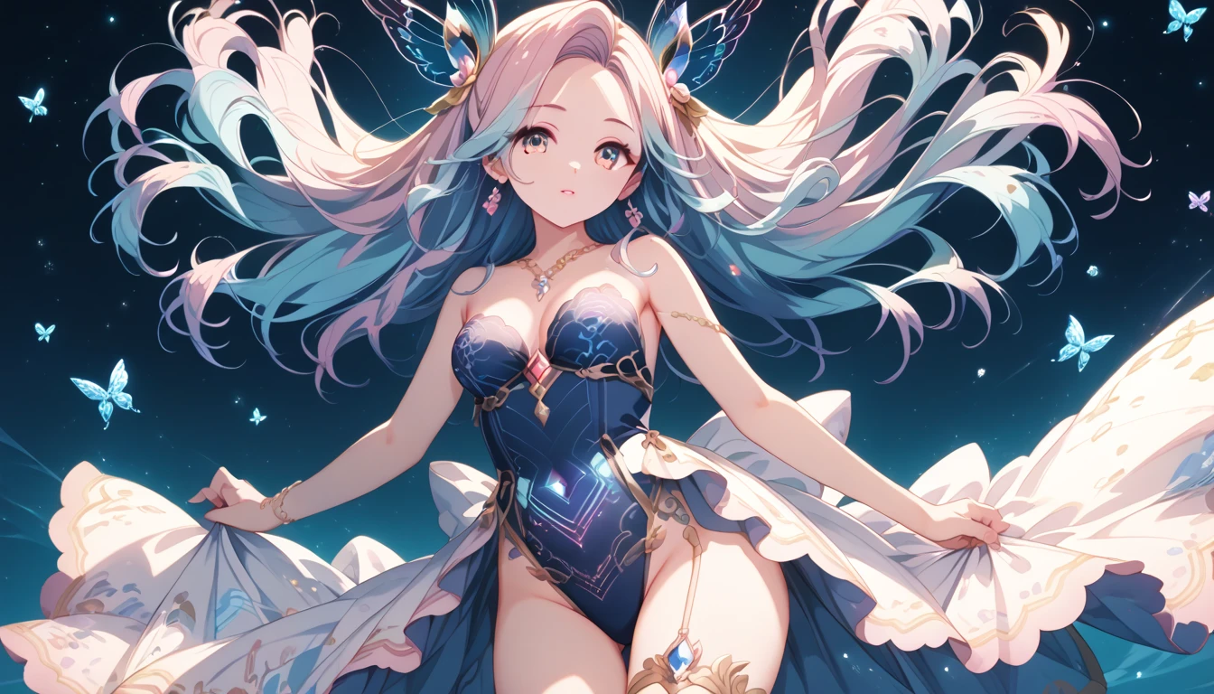 extremely delicate and beautiful,(fantasy),ultra detailed,(extreme detailed illustration),(extremely detailed CG unity 8k wallpaper),highres,perfect lighting,
Beautiful sunset sea,calm waves,shining waves,((big rainbow)),colorful,a girl standing on the beach,beautiful features,shining eyes,long black hair,swaying in the wind,dancing like dancing,
framed in a dreamlike fullbody shot.,seraph effects,shining effects,rtx,bloom,starry sky,wide shot,
scenery,outdoor,expansive,extremely detailed wallpaper,glowing,light rays,caustics,wide shot,Tindall effect,fairy tale world,dream,landscape,magical,8k,wallpaper,fantasy,
Original Character,heart,full body,Exquisite background,Colorful Theme,(lighting particle),original