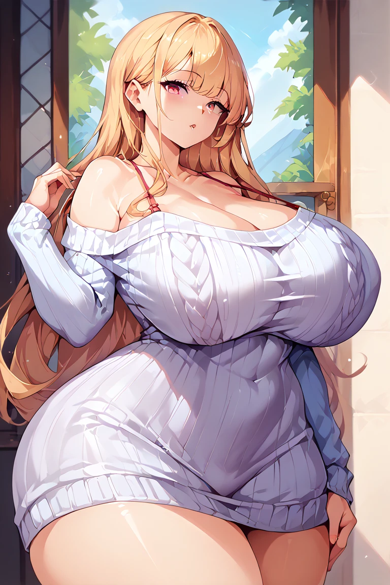 (masterpiece, best quality: 1.2), high resolution, high quality, girl, cute , big boobs, sexy long dress random, orange very long hair, red eyes,, looking at viewer, ,
