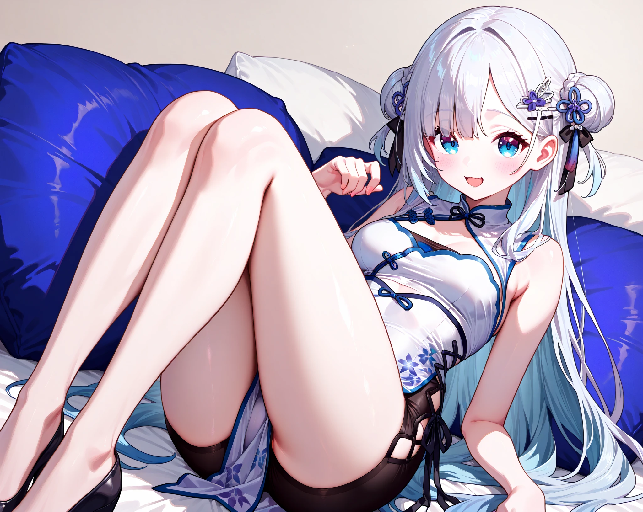 Wearing a cute white panties