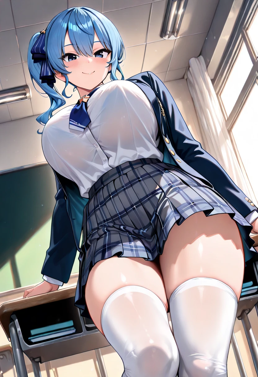 (masterpiece, best quality, ultra-detailed, high resolution, detailed eyes), takeda hiromitsu style, 1mature female, teacher, black business suit, pencil skirt, glasses, big slant eyes, annoyed, wavy black hair up, curvy body, huge breast, straddling on desk, open legs, ,black panties, garter belt, stocking, masturbation, love juice, blushing, orgasm, trembling
