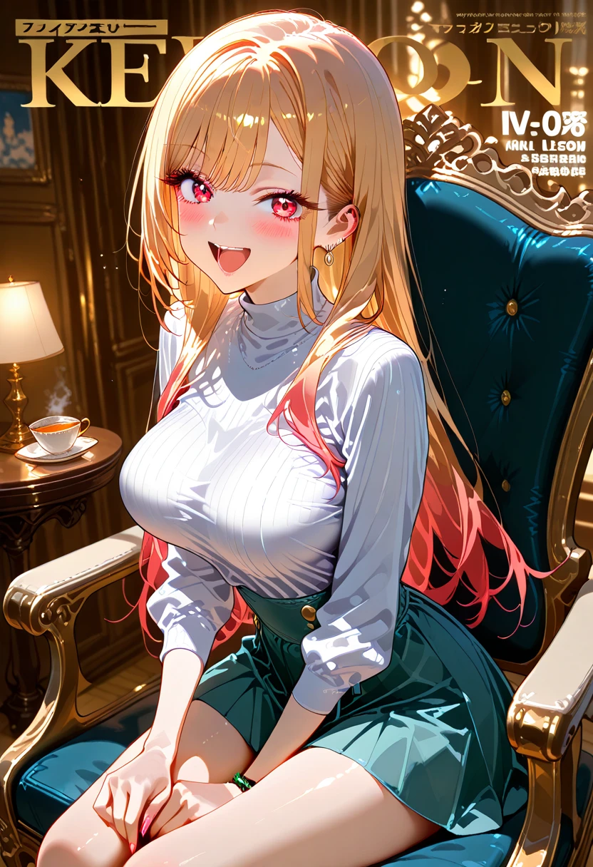 score_9, score_8_up, score_7_up, score_6_up, source_anime BREAK 1girl  spaphro, tiara, circlet, hair flower, lipstick, large breasts, collared shirt, looking at you, ascot, pencil skirt, black skirt, looking at you, smile, hallway