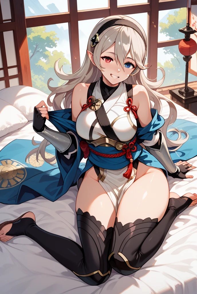 quality、real touch,high detal、real photograph、Long body、big breasts thin waist、capture beauty、largeeyes、Thick Platinum Blonde Eyelashes、Platinum blonde hair、FULL-BODY ESBIAN、eyes with brightness、A submissive smile、blushed cheeks、Shangming、big breasts thin waist、Plump thighs、Ecstatic look、slanted bangs、The forehead protrudes、Tight Hanfu、Sleeveless、inside a room、It's not like she wasn't wearing anything、wide slits in clothes、hand behind head,squatt,legs separated、
