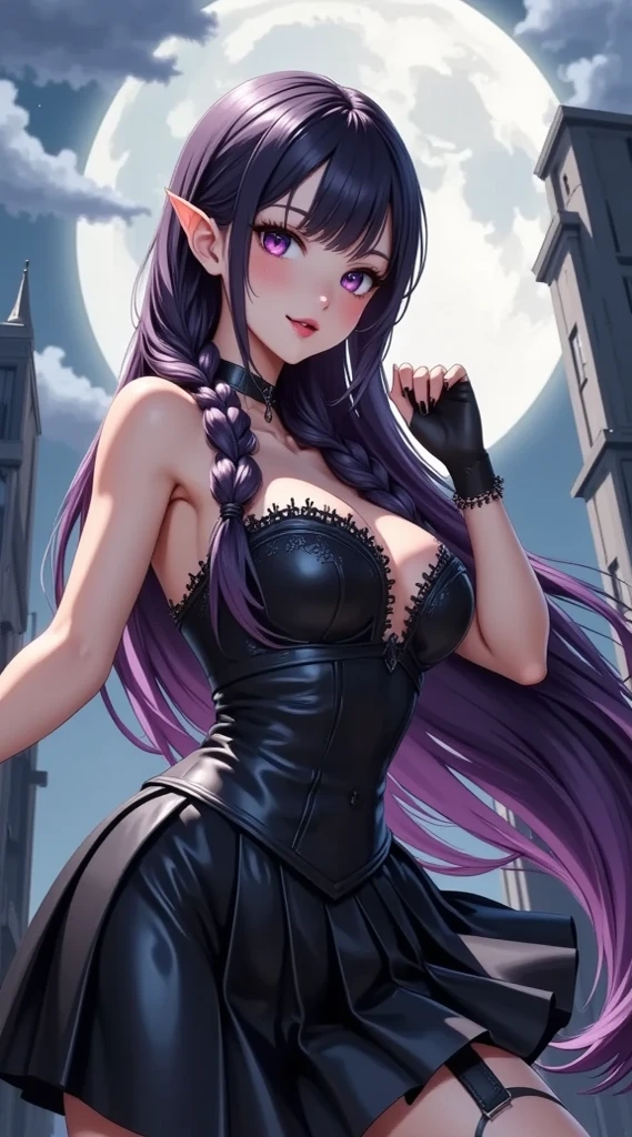 (masterpiece), best quality, expressive eyes, perfect face, (nsfw) not safe for work, 1girl, [highly detailed eyes], (highly detailed eyes), anime girl with long hair, goddess of the galaxy, nebula, dress, [upskirt], (upskirt}, godly stance, godly pose, head leaning on hand, hand on face, from below, seductive anime girl, [seductive face], mommy, milf, cleavage, ((floating)), no panties, anime best girl, an anime drawing inspired by Naka Bokunen, mature, solo, tall, normal body, dark theme, dark aesthetic, ((black hair with purple undertone)), stars on dress design, ((angry)), smirking, smirk, sexy, ((wind blowing dress up)). pussy, vagina, clit, assfangs, ((galaxy's goddess)), small black horns or black halo, nsfw, ((highly detailed vagina)), from behind, ass, lookin back, ((bending over)), presenting ass, bent infront of viewer, 