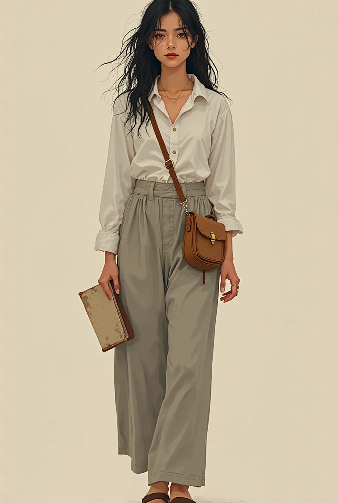 asian lady with curly hair in her studio wearing loose baggy clothes