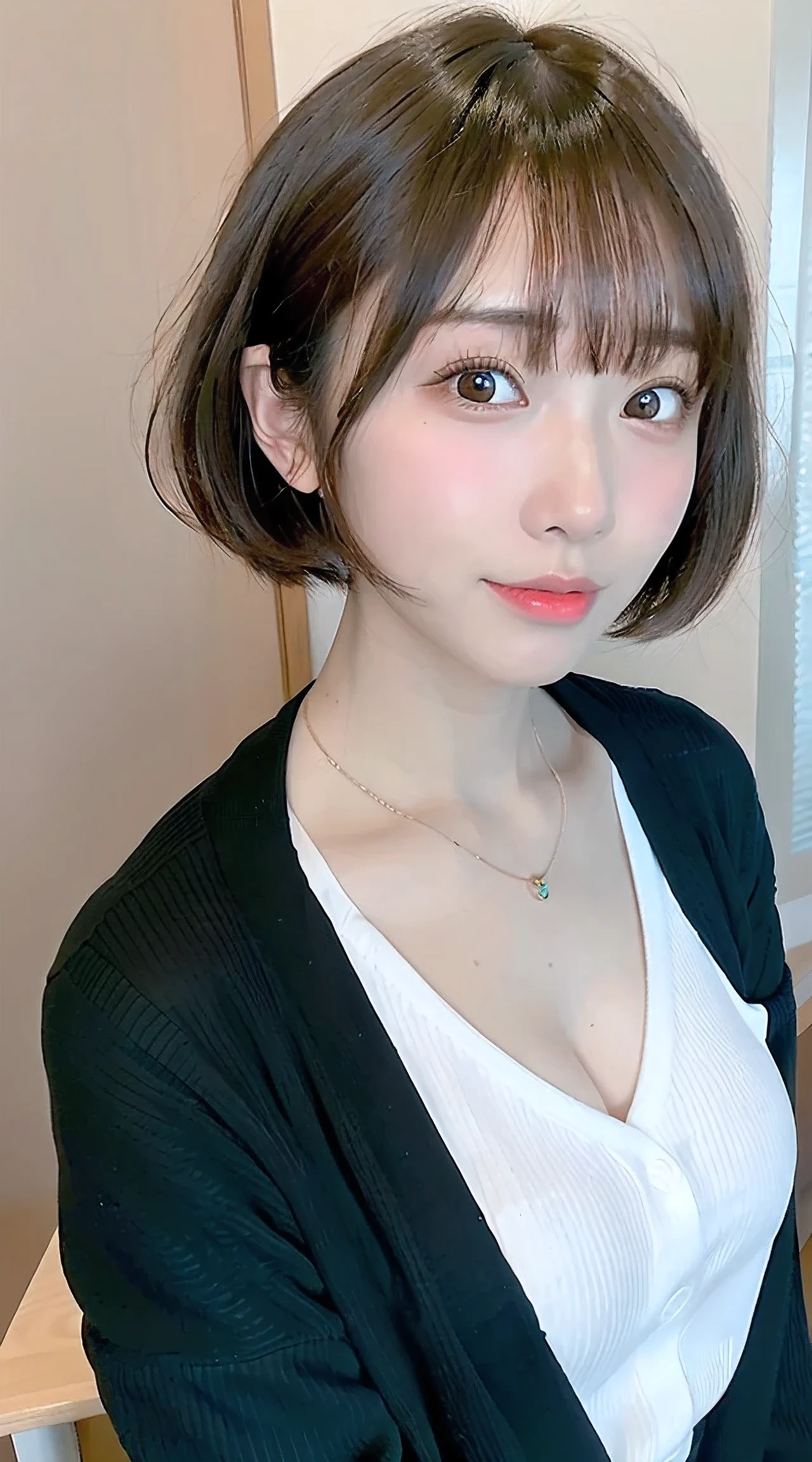 (8k, RAW Photos, highest quality, masterpiece: 1.3), breakone girl, (a beauty girl, delicate girl:1.3), (21 years old:1.5), break, (Blue clothes:1.5), break, Definition of ultrafine particles, (Symmetrical eyes:1.3), break, Small breasts, Brown eyes, Parted bangs, Brown Hair, girl, break, (Eye and facial details:1.3),break,smile,With Hasedera Temple in the background,With Hasedera Temple in the background,With Hasedera Temple in the background,With Hasedera Temple in the background