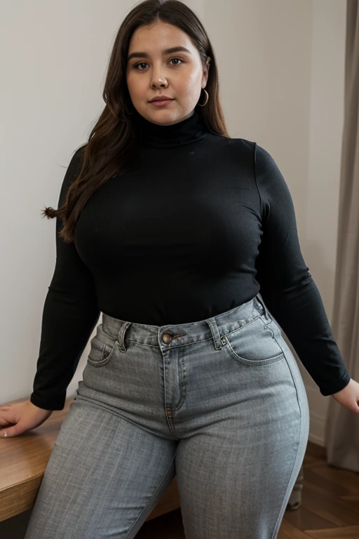 SHORT BLACK HAIR, ((BBW)), SHORTS, WIDE BUTT