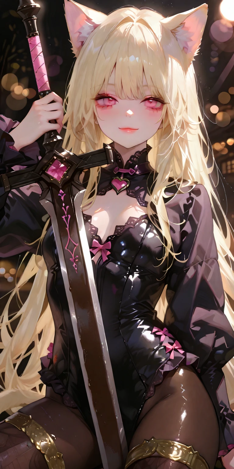 （tmasterpiece，Sideslit，Beautiful eyes：1.2），（tmasterpiece*sportrait），sportrait，busts，（busts），Lifelike，Anatomical correct，3D脸，luscious skin，（Solo），Blonde hair and pickaxe dyeing，Gradient hair，（closeup of face），Lovely face，（Fire opal-like scarlet eyes），Hanging eye corners，（（highdetailskin，Visible pores）），（Perfect body），beuaty girl，little breast，（（）），（（tuxedo）），（ear studs），（Neck strap），very short gloves，（chain），（Laser material clothing：1.2）