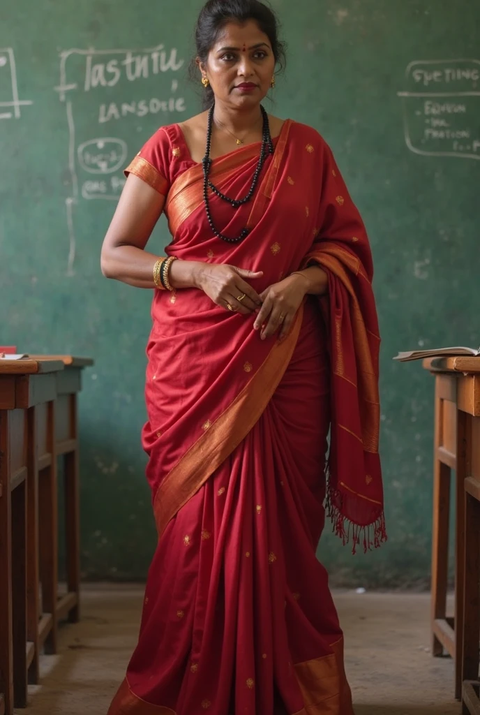 school strict teacher saree