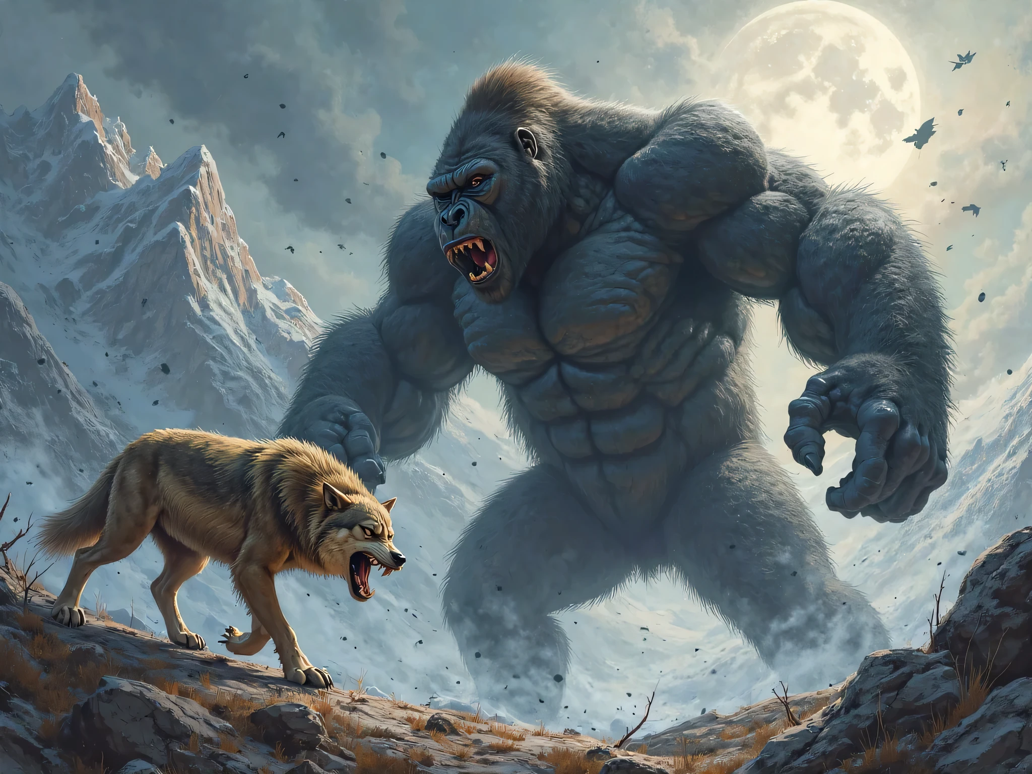 Big Cat vs King Kong,The background is a sea of volcanic eruptions.,Brutal cat,
