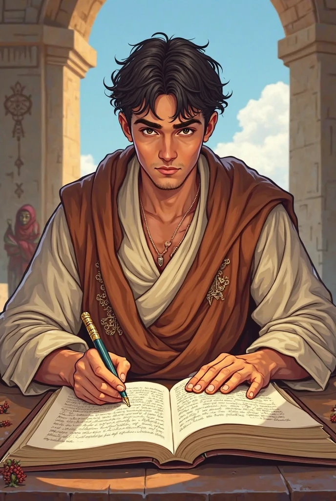 "A man engrossed in a book, illuminated by the warm light emanating from its pages."