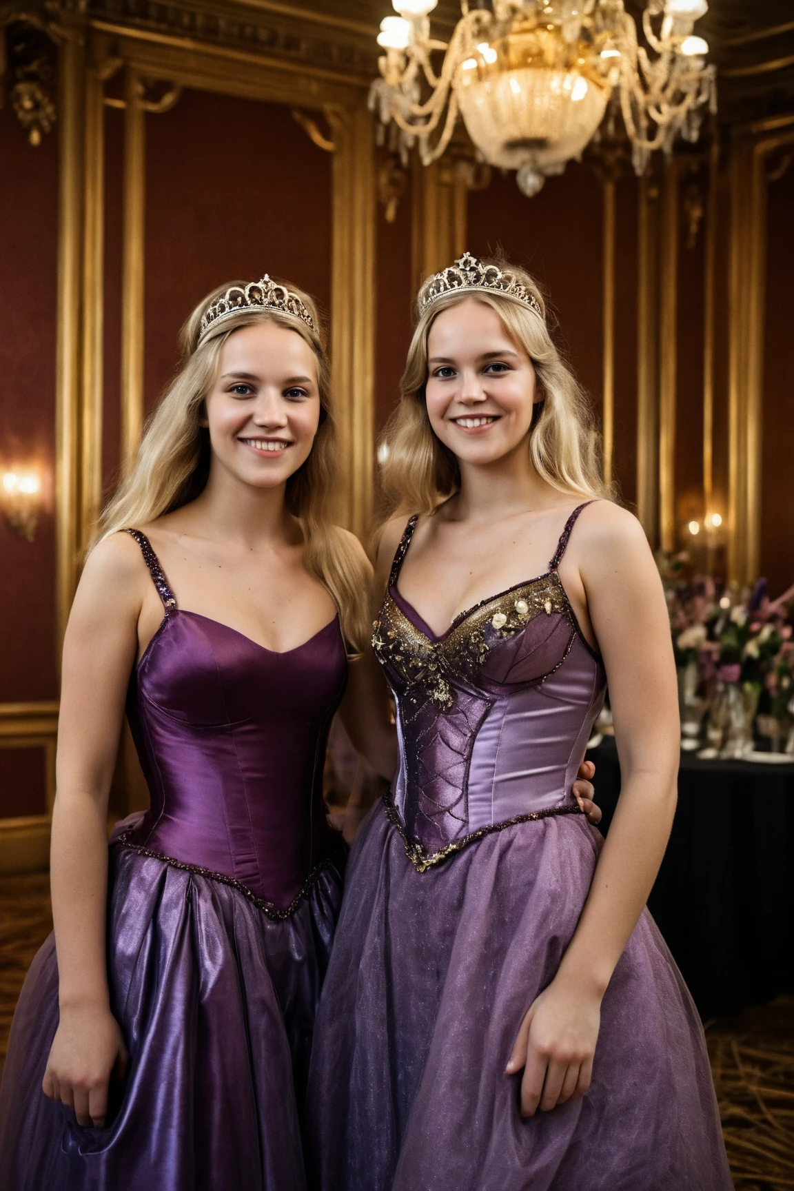 ((From a birds-eye perspective:1.3)), In a grand castle, (two young and radiant princesses sit side by side upon a majestic throne spread their legs, open their legs). Their heads adorned with exquisite medieval circlet tiaras, the princesses exude regal elegance. Their (revealing dresses:1.3) cascade in luxurious thin fabrics, showcasing their youthful beauty and lust. Their glamorous makeup highlights their stunning features, enhancing their radiant smiles. With lust in their eyes and laughter on their lips, the princesses share a sensual and intimate bond, cherishing each other's presence in this enchanted moment. skin texture, ultra high res, RAW, instagram LUT, ultra-detailed, cinematic light, ultra high resolution, best shadow, RAW, 4k, ((masterpiece)), ((best quality)), ((intricately details)), ((ultra-realistic realism)), Ridiculous res, highly detailed, beautiful detailed nose, beautiful detailed thigh, (beautiful detailed eyes), (complete good curvie body), wide hips, voluptous, perfect body proportion, view from above, (medieval circlet:1.3), (solo focus:1), (perfect eyes:1.3), earrings,
