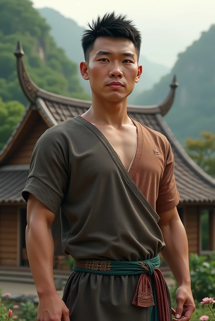 Asia man gymer Melvin Almendral Pancho wearing full vest , big muscle, height 190 cm, big shoulder, big muscle foot, (draww eye detail), (realestic)