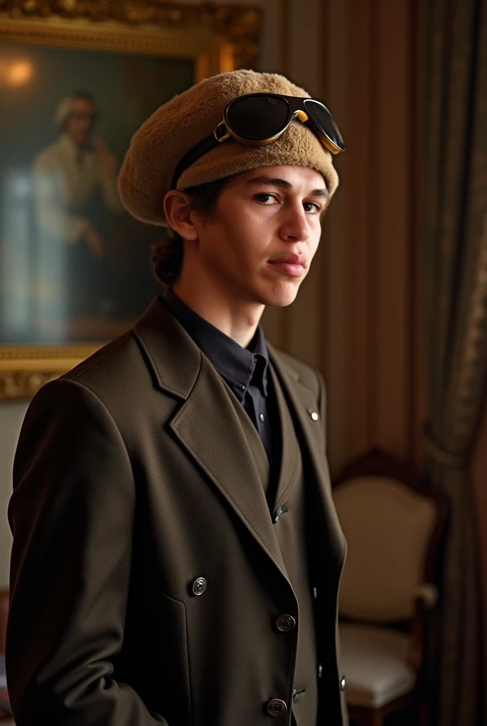 Saint-Malo, 1944. A young ((((18-year-old)) Werner Pfennig)), young man, ((((clothings from the 1940s)))), ((platinum blonde hairstyle of the 1940s))