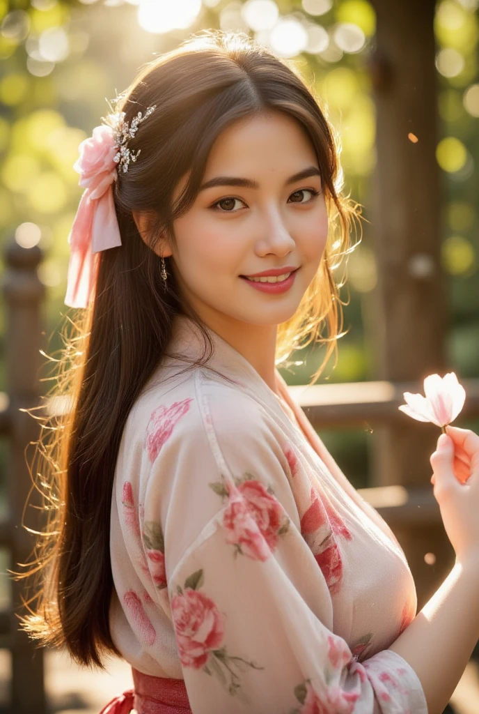 High resolution symmetrical images,    Japanese film photo of a woman with colorful tattoos on her waist, chest and arms,  Big mouth cleavage、(((Full body tattoos)))、 Large tattoo on the chest、(Lotus tattoo)、 (((close up chest, Underarm, 胸のAngle from below))), blonde braids, short hair, ((Art Nouveau)), (Ecstasy Face), (Alphonse Mucha), Small earrings, ((on the road, wood, Buildings in medieval Europe)), Angle from below、(Anatomically correct)、（Perfect body proportions)、(Natural Hands、Natural Fingers)、(Breast Goddess, Woman born from flowers, ((Round face)), Realistic Eye Size, Droopy eyes, smile,I&#39;m bathed in dazzling light
