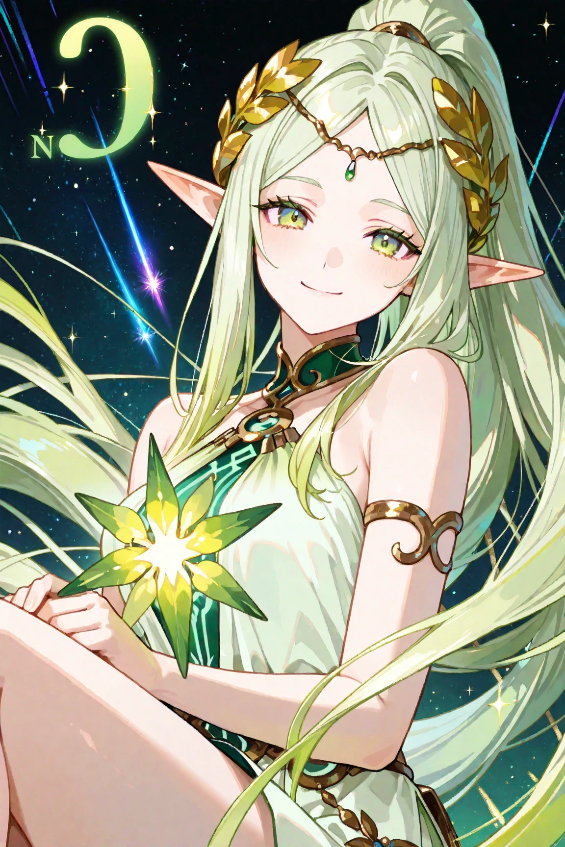 masterpiece,Highest quality,Starry Sky,alone,One person,
Nahida,Look Up,Green Eyes,naked,