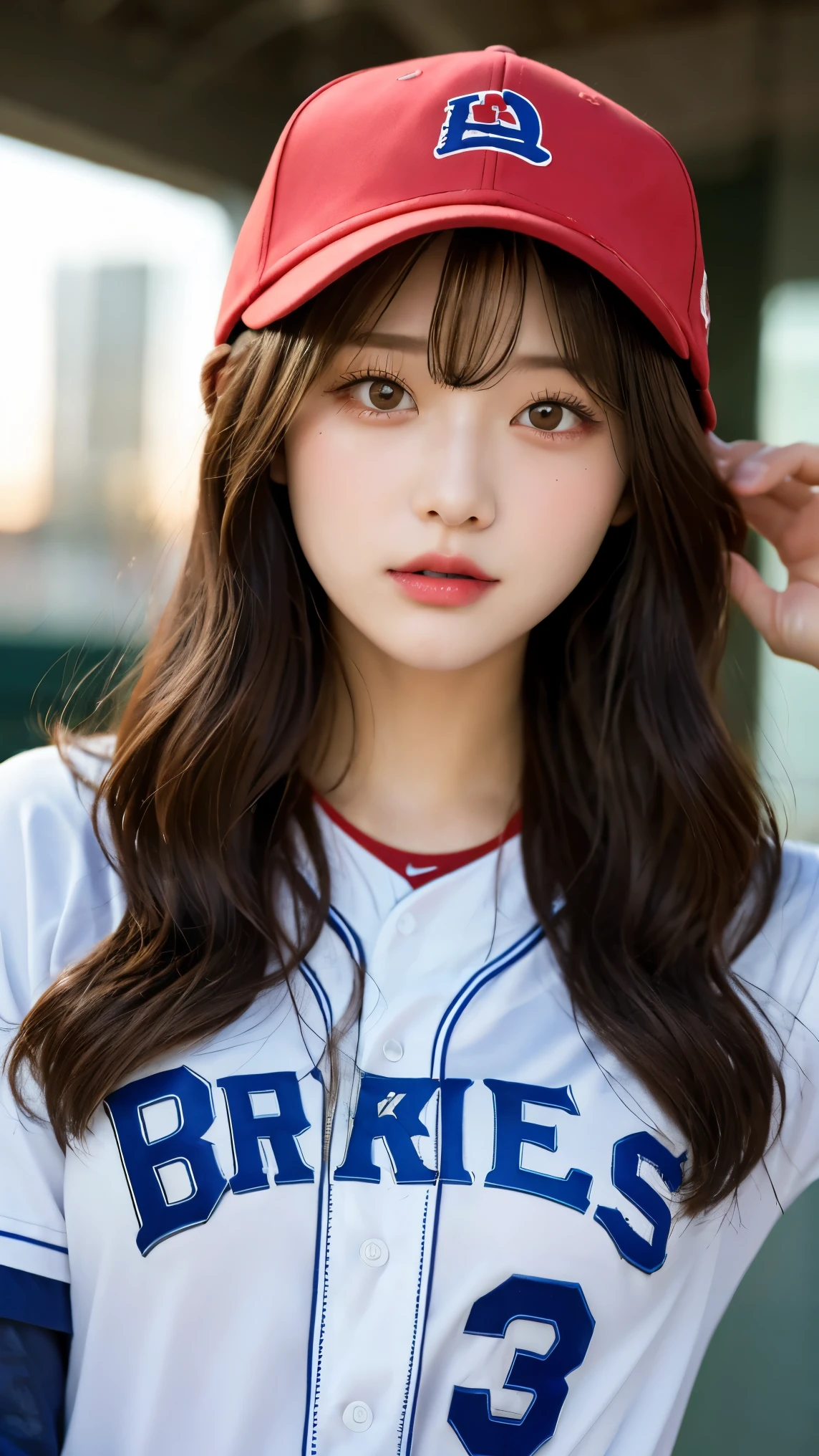 13 years old。smile、Beautiful eyes、Beautiful colored clothes、Baseball cap