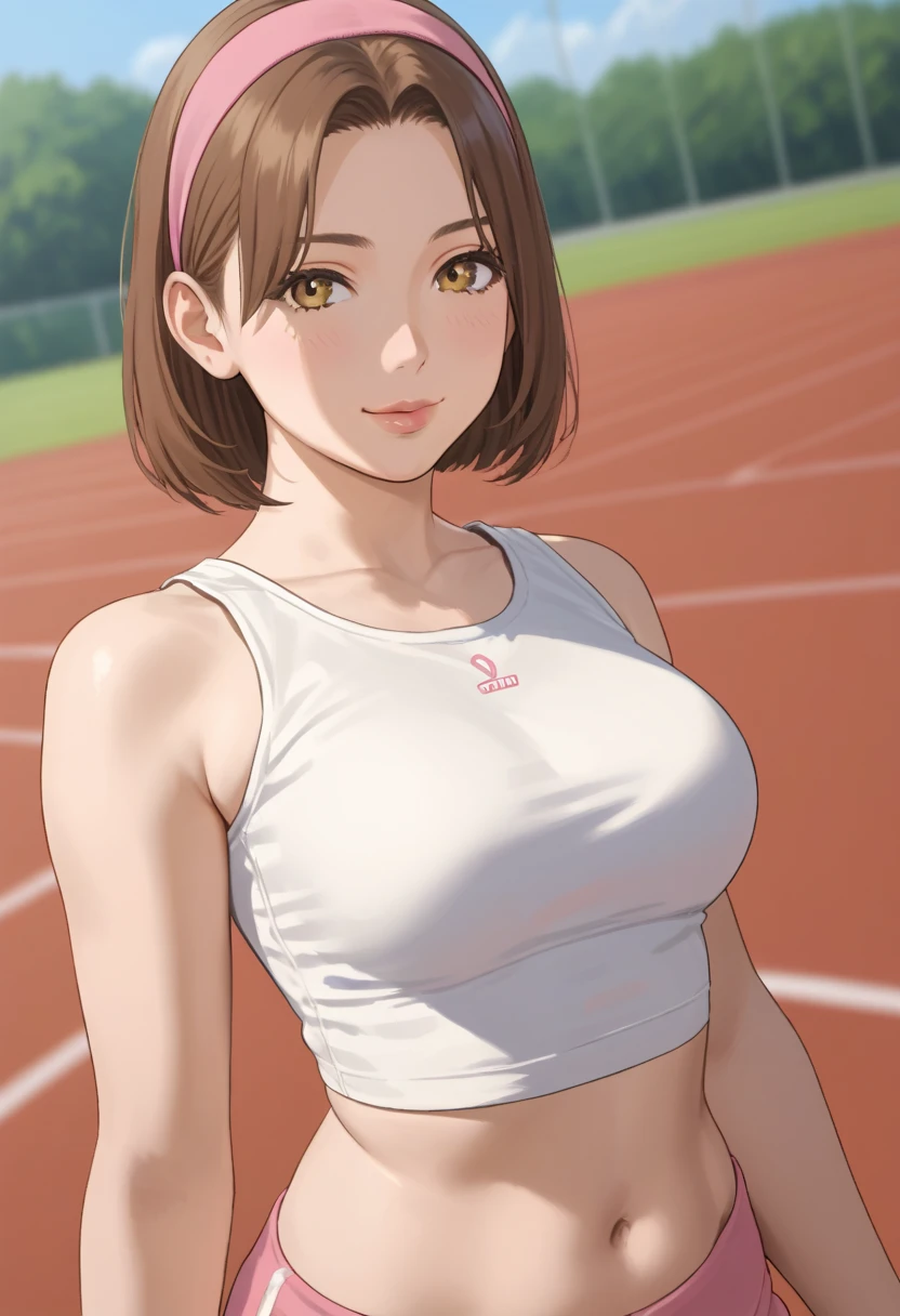 score_9,score_8_up,score_7_up, source_anime, detailed face, looking at viewer, blush, cowboy shot fw.yerin, masterpiece, absurdres , (intricate details), (colorful),cinematic lighting,bust shot,extremely detailed CG unity 8k wallpaper, 1girl, solo,mature female, arm up, looking at viewer, sports bra, locker room,cowboy shot,