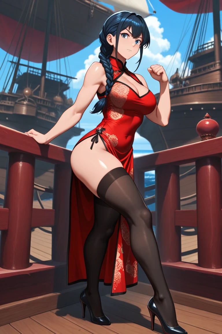 ((Highest quality、masterpiece、Anime Style、Highest quality、High resolution、8k、detailed、ultra-detailed:1.3))、Long legs、Sharp focus:1.2, Beautiful woman with perfect figure:1.4、(smile:1.2), double eyelid、30-year-old woman、Sexy pose、((((Shut your mouth.、One Woman、Chinese clothing:1.5)))),The background is another world