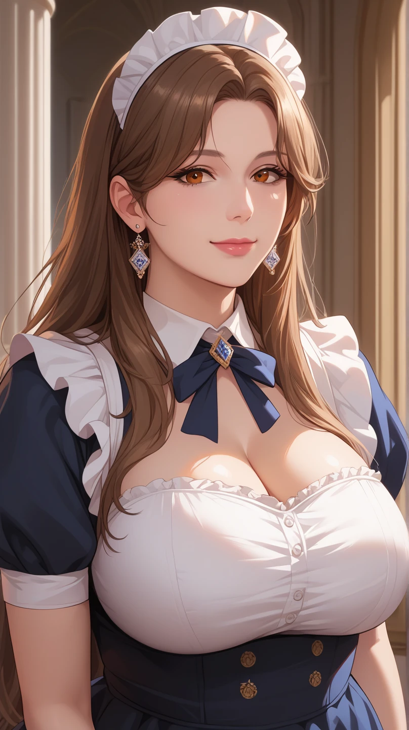 A beautiful 20 year old girl in uniform sitting on a bench with a hat, anime girl, military hat, red puffy miniskirt, white blazer, white stockings, big round breasts, sitting, blue sky, dark brown hair, long red bangs, french braid, long hair, wavy hair, shiny hair, hairclip, hair ribbon, aqua eyes, glowing eyes, pupils sparkling, earrings, blush, puckered lips, confused, red lips, high detail, anime, anime style, depth of field, dithering, image fill, perspective, lens flare, Wide-Angle, f/1.8, 85mm, Nikon, 8k, super detail, UHD, retina, masterpiece, accurate, anatomically correct, textured skin, best quality, highres, 16k