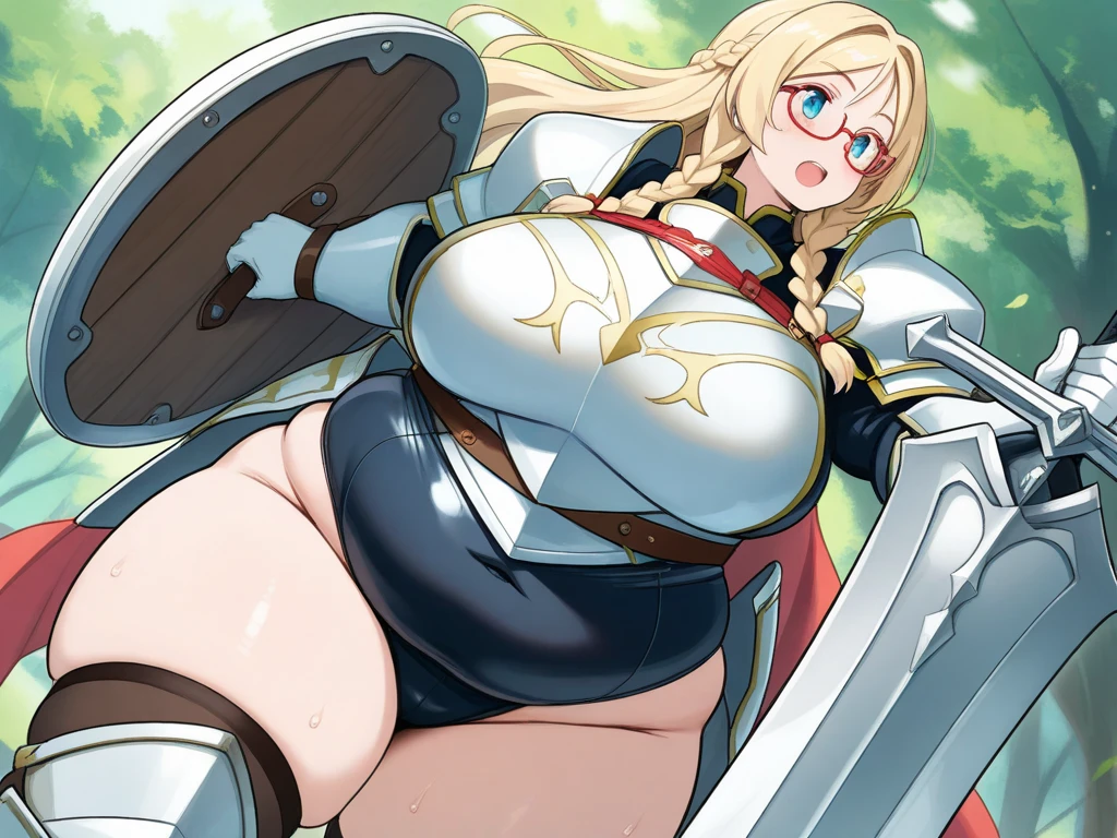 Very detailed、Highest quality、Best image quality、masterpiece、8k、(shoulder-length blonde hair:1.5、Medium Long Hair)、(smile、Open Mouth) 、(Hilarious)、(Big eyes)、(Beautiful and shining eyes)、(Detailed anime eyes)、(Puffy eyes)、(Big Breasts:1.8、necklace)、((SFW Huge Body:1.3))、(Wearing white bikini armor:1.5、White high leg leotard、Arm Armor、Leg armor:1.5、Put on a helmet:1.5)、(Has an axe:1.5)