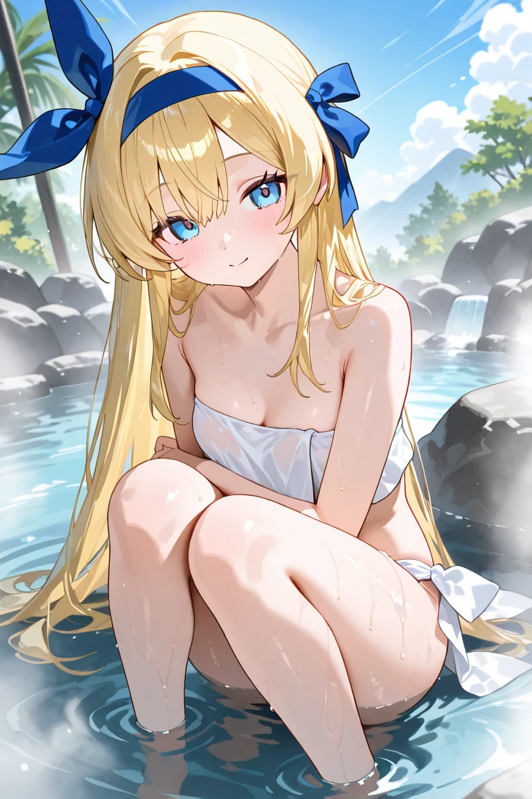 (Best Quality,Ultra-high resolution,masutepiece:1.2),Anime style,lush green forest,blonde beauty lying on the ground,knees bent,legs spread open,urinating,Naked, Shy and embarrassed