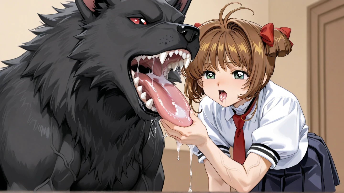Super best quality、Ultra-high resolution、Beautiful details、Ultra HD quality、1 girl、9 year old pretty girl、Young Girl、Completely naked、pubic hair、clitoris、Medium sized breasts、Black Hair、bestiality、Doggy style sex、Being by a dog、Animal Sex、having sex with a dog、Dog penis in pussy、Panting expression、Moist with tears、A large amount of love juice is dripping from the pussy、Beautiful pink nipples、Low - Angle