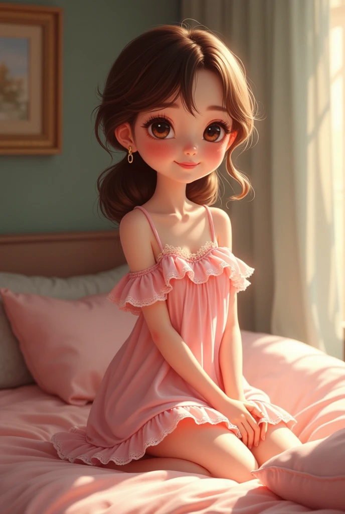 pretty,,Disney style,on the bed,Getting up in the morning,Gentle light