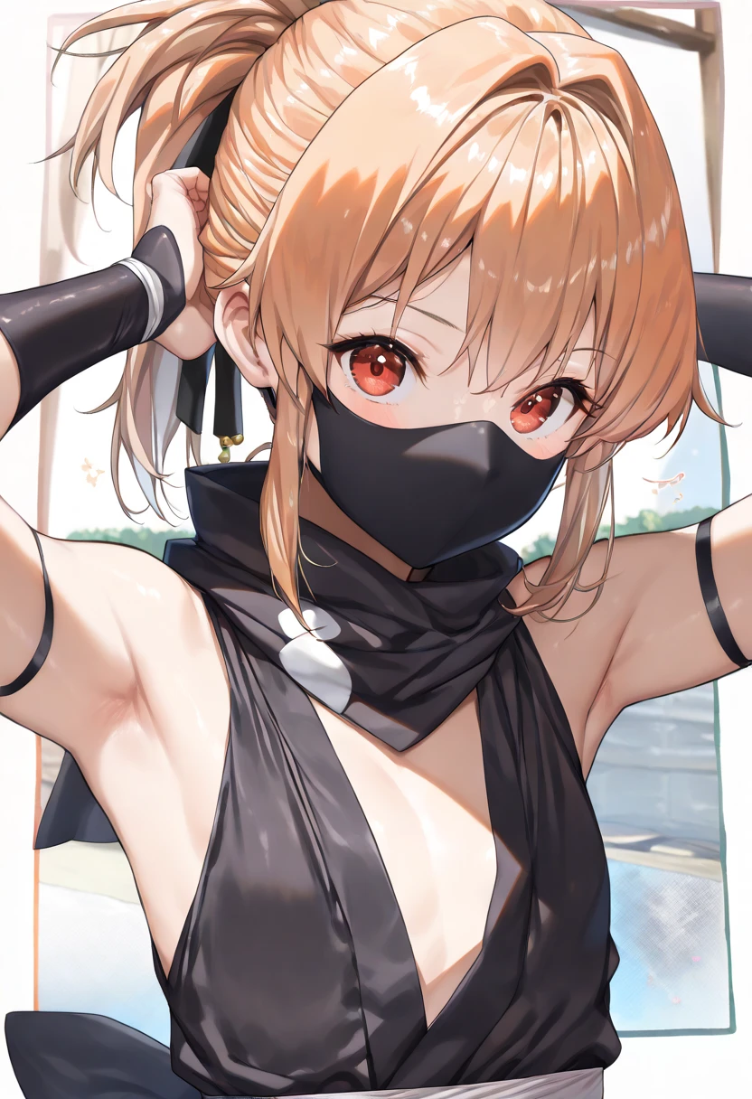1 girl, detailed blue eyes, lange wimpern, detailed beautiful face, twintails, hochgesteckte haare, (Long blonde hair:1.4), festgebunden, (arms behind back:1.6), gefesselte Arme, (blushing:1.2), (Big boobs:1.1), White Bikini, White crop top, OTN, Gag, gagged, shibari, Standing at a beach, white gag, verlegener Gesichtsausdruck