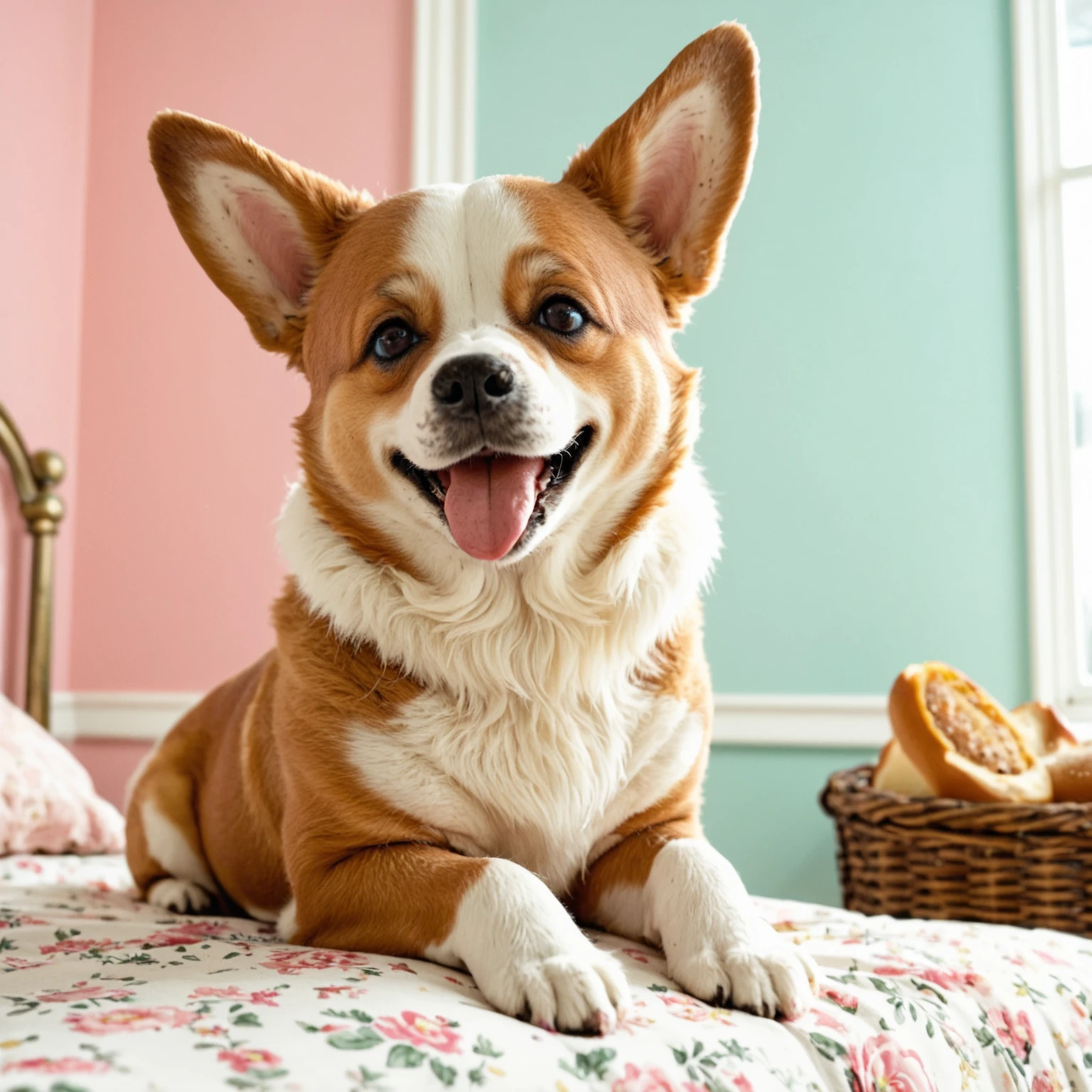 Bauhaus Style Cute corgi dog with Bauhaus style pastel color