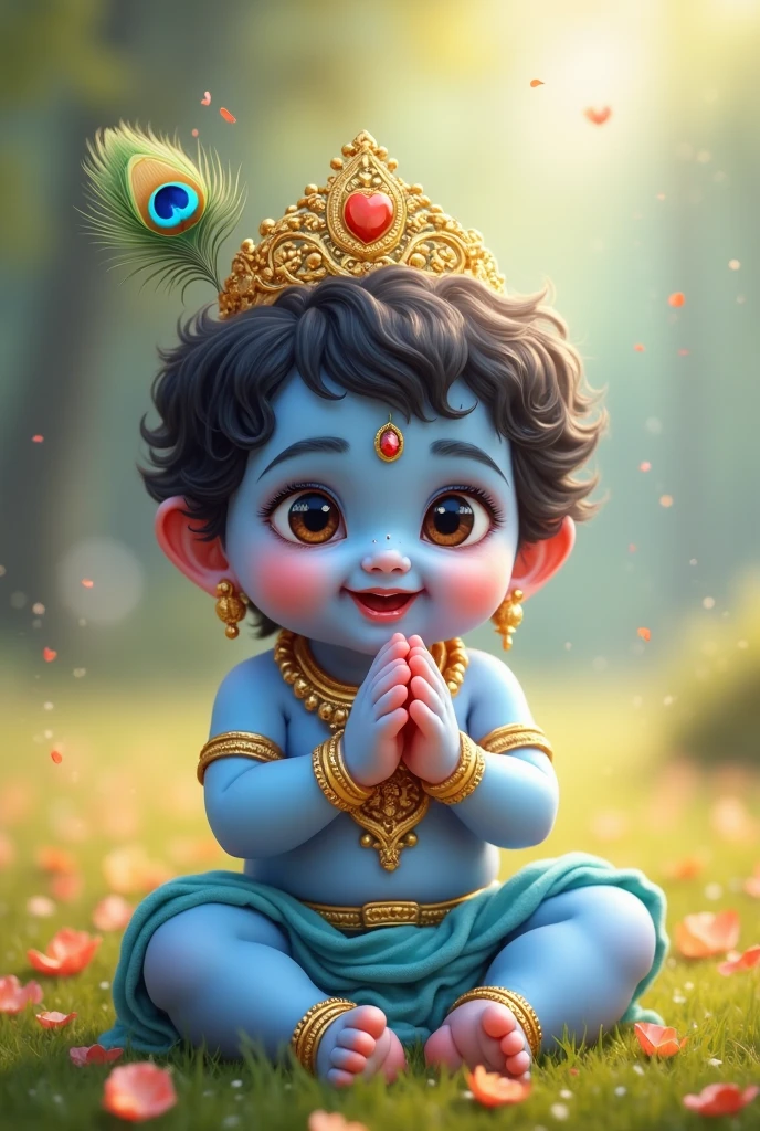Fetch me an image on janmashtami of little krishna of single colour.
