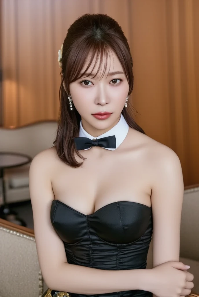 (8k, RAW photo, best quality, masterpiece:1.2), (realistic, photo-realistic:1.37), ultra-detailed,
1 girl,cute, solo,beautiful detailed sky,detailed cafe,night,sitting,dating,(nose blush),(smile:1.1),(closed mouth),large breasts, seductive smile, large aparture, professional lighting, Sony A7R4, Zessie 50mm F1.8,,fold your arms behind head:1.5,mole under eye:1.2
medium breasts,beautiful detailed eyes,(white sexy dress:1.1), bowtie,pleated skirt,(short hair:1.2),floating hair