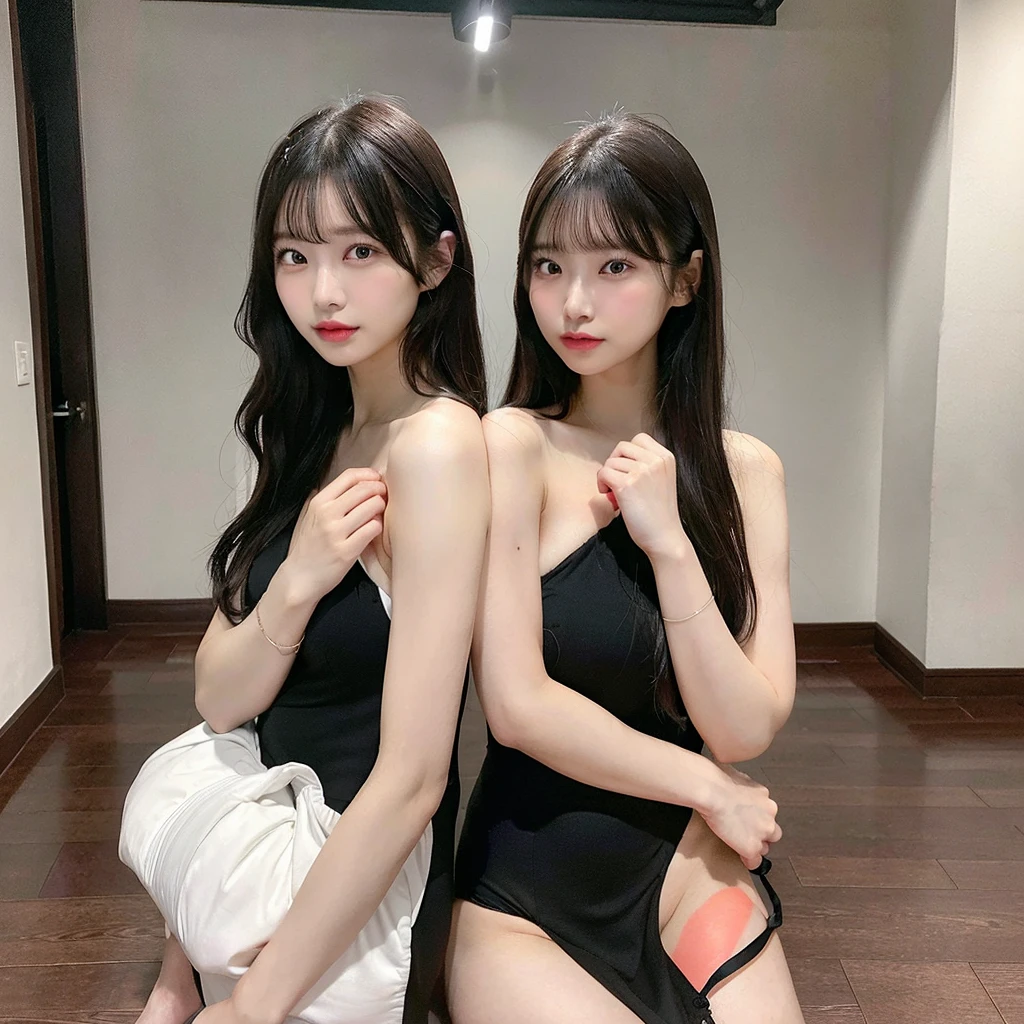 raise heels, Sit down and show your buttocks from the front, Grab your knees, White panties, Blazer jacket, Long hair, Realistic, Photographic, Cute,
