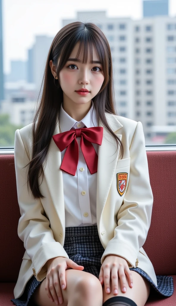 ulzzang-6500-v1.1, (Raw photo:1.2), (Photorealistic:1.4), Beautiful detailed girl, Very detailed eyes and face, Beautiful detailed eyes, Ridiculous, Incredibly ridiculous, Huge file size, Ultra detailed, High Definition, Very detailed, Best quality, Masterpiece, Kemomimi, ((Japan Girls' High School Uniform)), Illustration, Very detailed, CG, Unification, 8k wallpaper, fantastic, fine detail, masterpiece, top quality, highly detailed cg uniform 8k wallpaper, light on face, movie lighting, 16 year old girl, (without panties)), ((dynamic pose))), (camel toe), (half), (pantyhose)