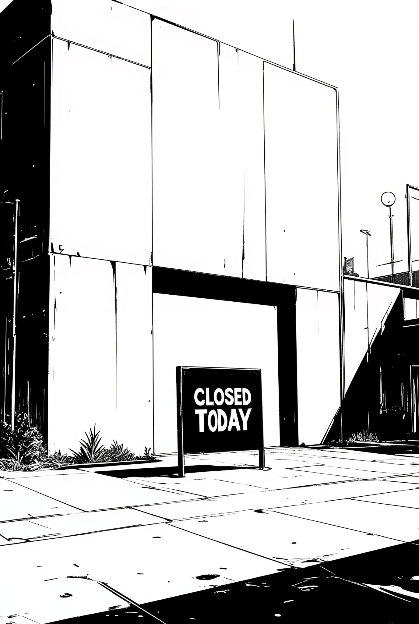 Bauhaus style, A "Closed Today" sign at the entrance to a small art gallery
