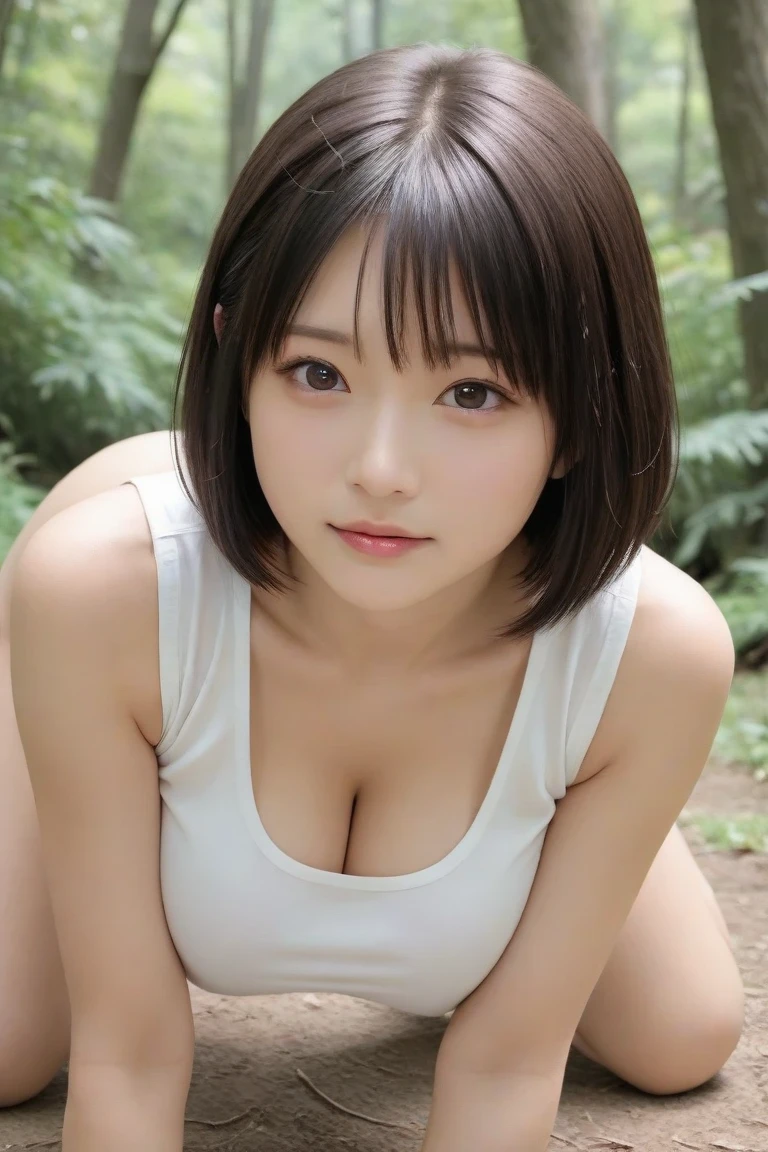 Beautiful age girl、light skinned、bob、Trying to show your nipples、cheeks are a little red、Empty classroom