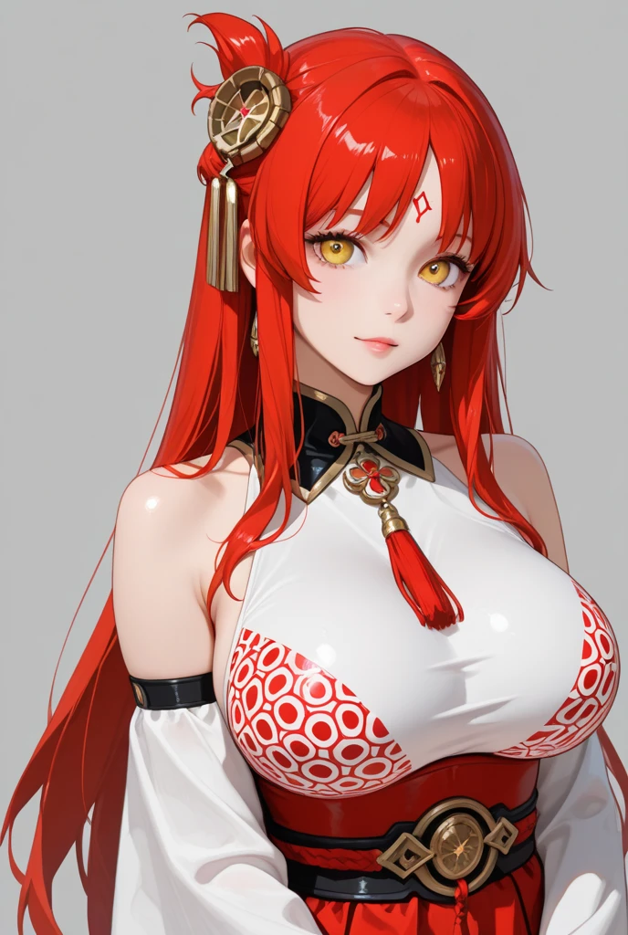 A girl, busty, Red hair, elegant china idol.