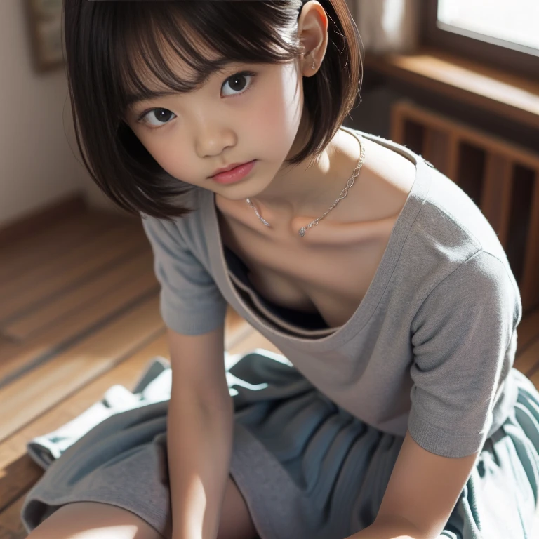 hight resolution、high-level image quality、in 8K、Real live-action、Raw photography、top-quality、masterpiece、超A high resolution、Raw photo、ren、Beautiful fece、masutepiece、((Obscene content))、For adults、charm of 、absurderes、((((Japan elementary school students))))、Japan Girl、((8years old))、((with round face))、((Tanuki face))、((Cute little face))、(((((Embarrassed look)))))、de pele branca、((chubby figure))、Juvenile physique、Smaller chest、kne、 thighs thighs thighs thighs、独奏、fullllbody、Very nice、(((Children's Clothing:1.0) ))、 ((Pubic area))、(Mansuji)、((White panty))、Are sleeping、(Photorealsitic:1.37)、Photon mapping、Realistic、Radio City、Physically Based Rendering、depth of field rally background、a picture、(((a junior idol in Japan)))、Sparkling eyes、shiny lip、too bright natural light、The Bright Sun、Too bright sunlight、(((((8years old)))))、(((Pubic area)))、(Mansuji)、Children's Clothing, Children's Clothing、Open your legs、Open your crotch、Only one person,Short hairstyles、Short-cut hair、(inside in room)
