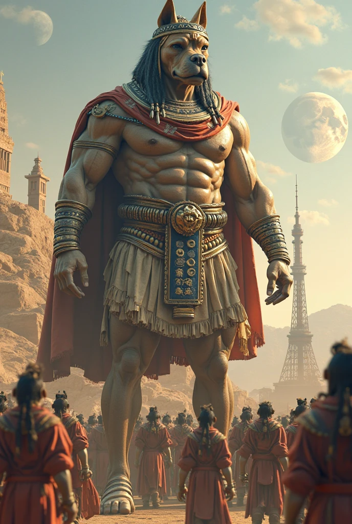 Make the Aztec God Huitzilopochtli and Tlaloc represented as Titans of enormous promotions walking over Tenochtitlan, ultra detail, 4k, how to photograph, real representation