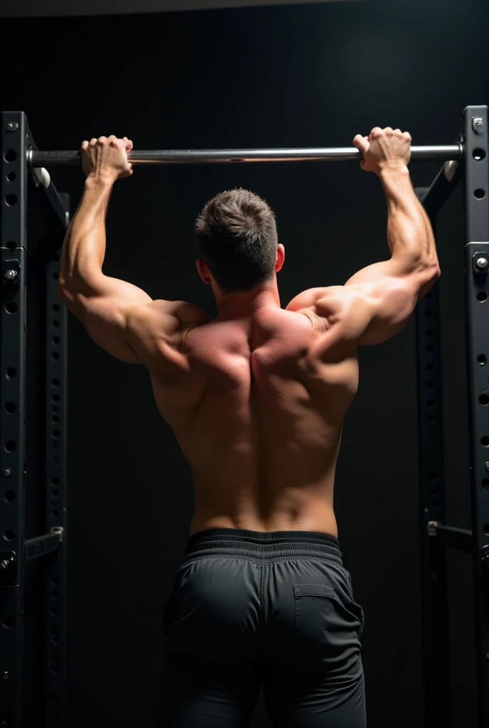 Man doing weighted pull ups