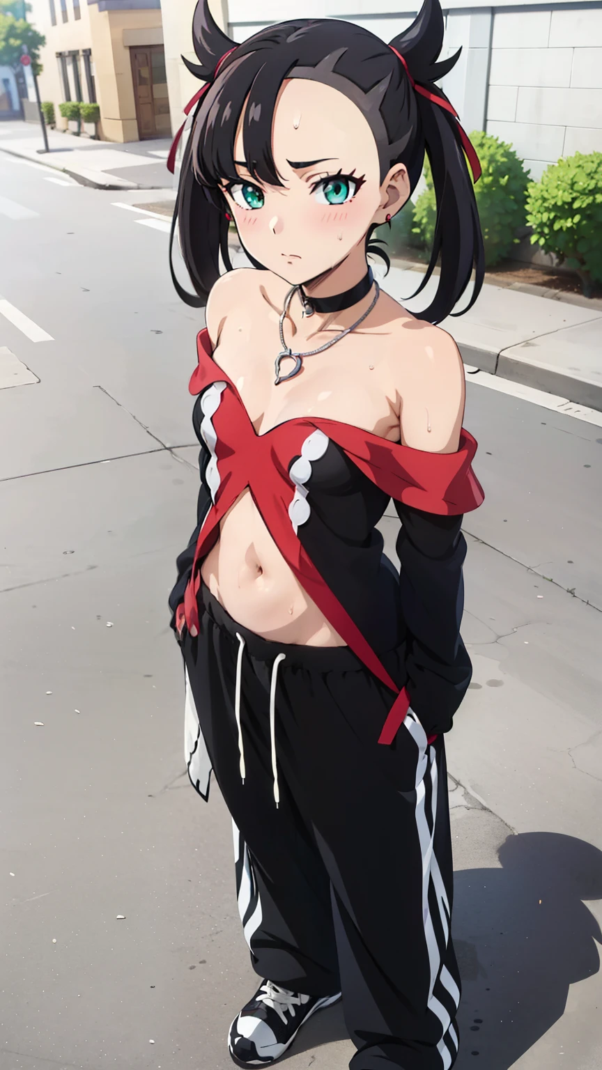 (masterpiece:1.3), (Highest quality:1.1), (8k, Super detailed, 超High resolution:1.2), ((Anime Style)), Five fingers, perfect in every detail, Perfect Anatomy, One person,kamado nezuko, Cut long hair, Wavy Hair,  Forehead Black Hair, 
Pink Eyes, ribbon, Small breasts,  smile, Dynamic pose, View your viewers, Cowboy Shot, High resolution,Bright Eyes,（long black eyelashes：1.5）,Toned body,Flat stomach,Fit,Tight tank top,Low rise running shorts,Erect nipples,The background is a public park,Belly button piercing,Wide Hips,Curvaceous,smile,Expressive,