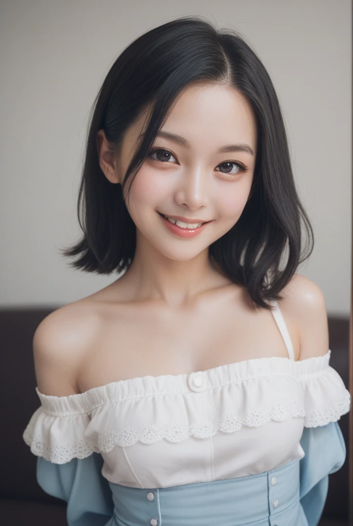 (2 pure Japanese girl,), (Small breasts:1.5,),(solo,,Textured skin, Detailed skin,Detailed face,Detailed eyes,detailed posing,Natural eyebrows,Sparkling Eyes,High detail, Highest quality, Super detailed, Surrealism, ,8k,RAW Photos,Photographicism,Professional Lighting,Ray Tracing,Portrait Photography,Soft Light),((Black Hair, Natural Makeup,Simple earrings, Bob Hair,smile)),(((Large heart-shaped sweater with holes,Upper body composition)))