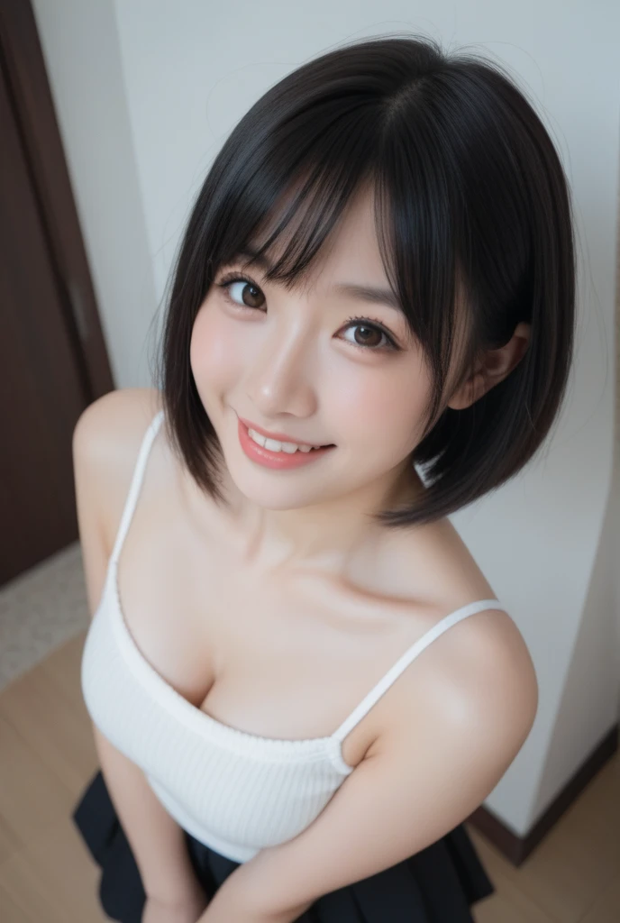 Highest quality、（beautiful）、Holding a penis in your hand、Put penis in mouth、Super delicate eyes、Brown eyes、22-year-old female、looking at the camera、Semi-short hair、Gal、Micro Bikini