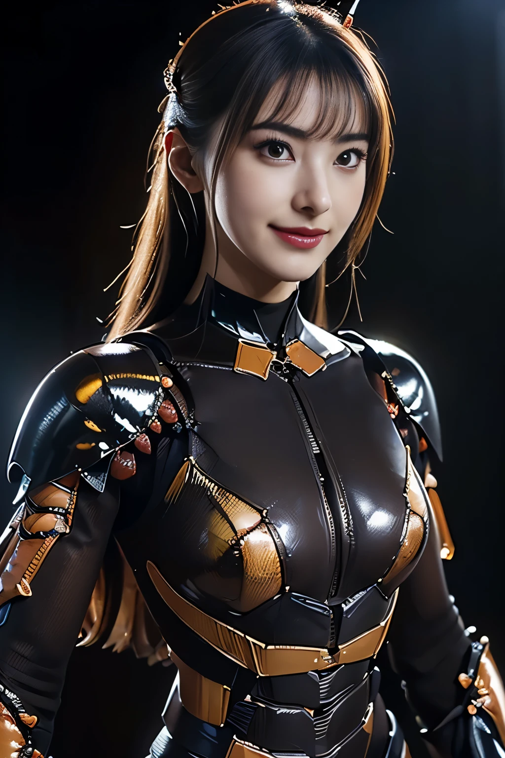 (high resolution,masterpiece,best quality,extremely detailed CG, anime, official art:1.4), realistic, photo, amazing fine details, all intricate, gloss and shiny,awesome many layers, 8k wall paper, 3d, sketch, kawaii, illustration,( solo:1.4), perfect female proportion,villainess, (fusion of dark brown cockroach and lady:1.4), (brown cockroach form lady:1.2), (brown cockroach lady:1.2), (fusion:1.2), (solo:1.4), (evil smile:1.2), muscular, abs, (cockroach brown exoskeleton bio insect suit:1.4), (cockroach brown exoskeleton bio insect armor:1.2), (brown transparency cockroach wing:1.4), (brown cockroach antennae:1.3),