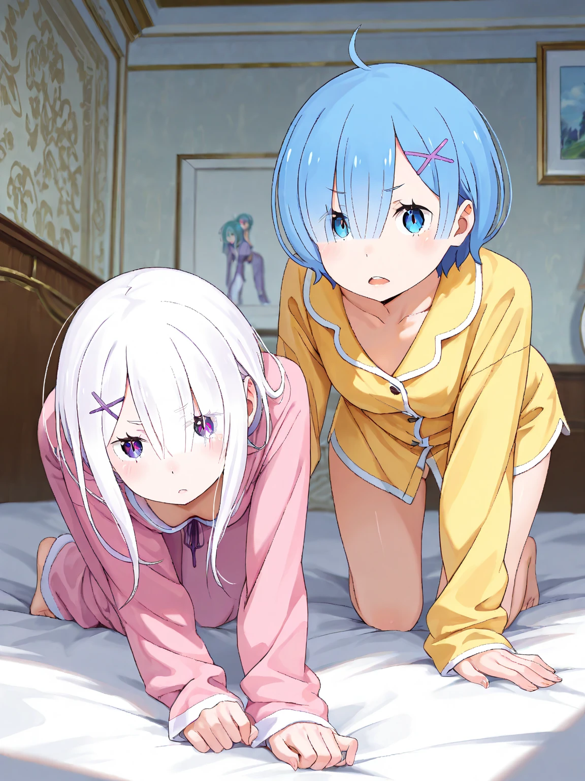 (masterpiece,best quality:1.4),absurdres,high resolution,super fine,best illustration,shiny skin,shiny hair,detailed skin,detailed face,detailed eyes,BREAK 1girl,baby,light blue hair,blue eyes,,white shirt,navy pleated skirt,navy socks,(1boy,penis:1.2),nipples,open clothes,blush,embarrassed,fog,pussy,navel,looking up viewer, (pov,intense sex,vaginal:1.5),ecstasy,orgasm face,arched back,(motion lines,motion,trembling:1.2),cum in pussy,(excessive cum:1.3),(from above:1.2),bedroom,on back,lying on bed,